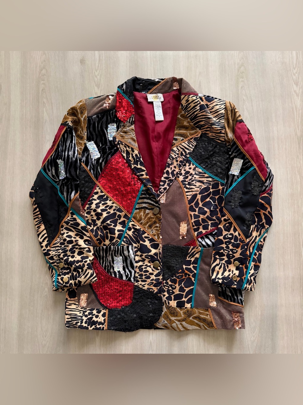 Vintage Sandy Starkman Mixed-Media Wearable Art Animal Prints Sz S